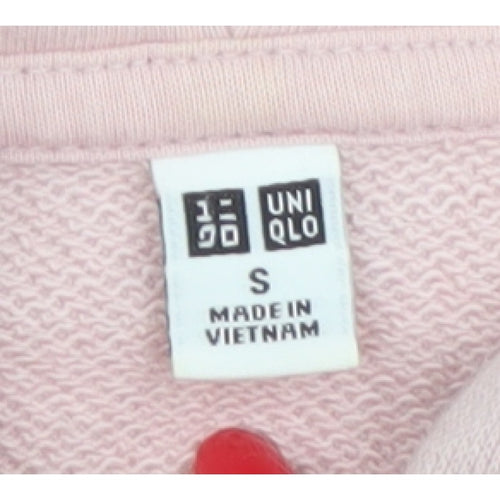 UNIQLO Women Pink S Full Zip Hooded Cotton Blend Hoodie