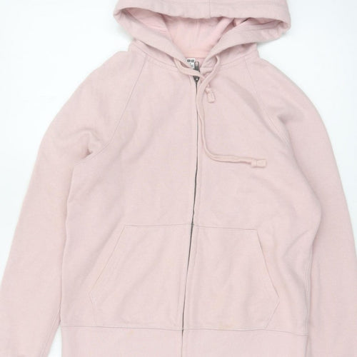 UNIQLO Women Pink S Full Zip Hooded Cotton Blend Hoodie