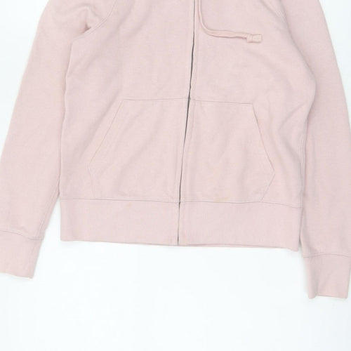 UNIQLO Women Pink S Full Zip Hooded Cotton Blend Hoodie