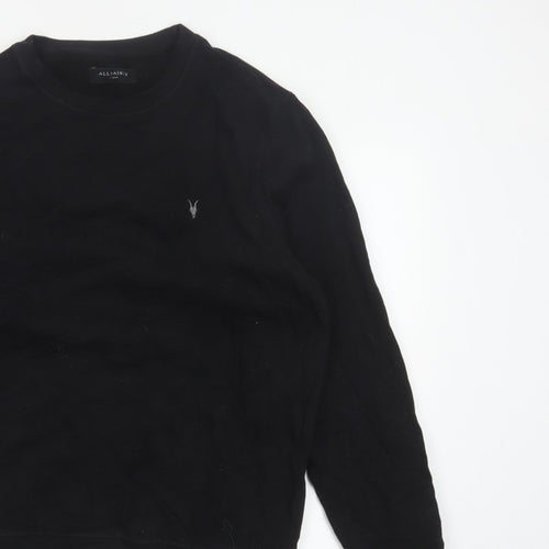AllSaints Men’s Black Large Pullover Crew Neck Logo Sweatshirt