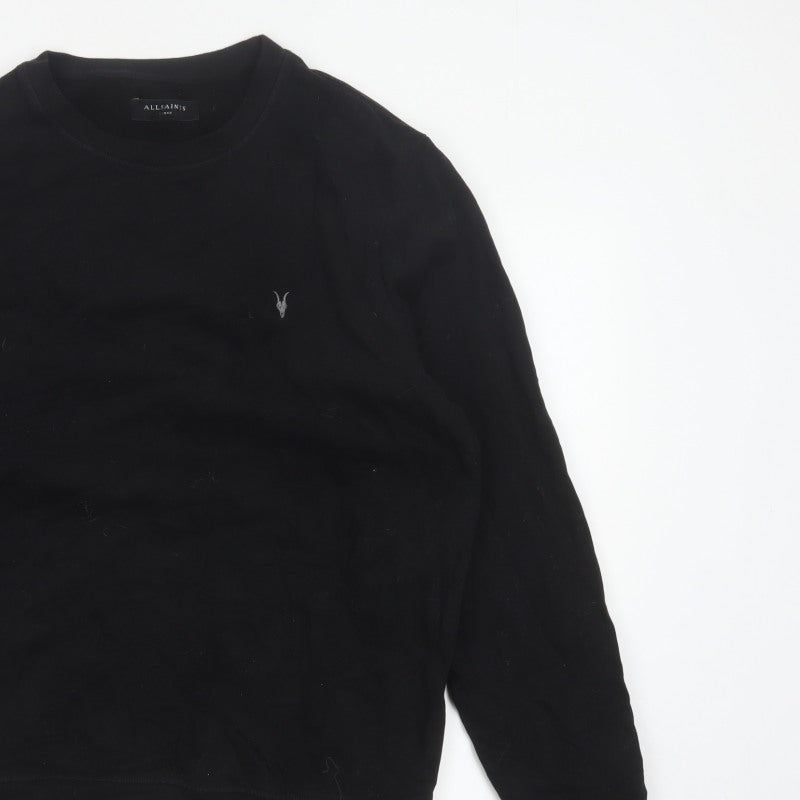 AllSaints Men’s Black Large Pullover Crew Neck Logo Sweatshirt