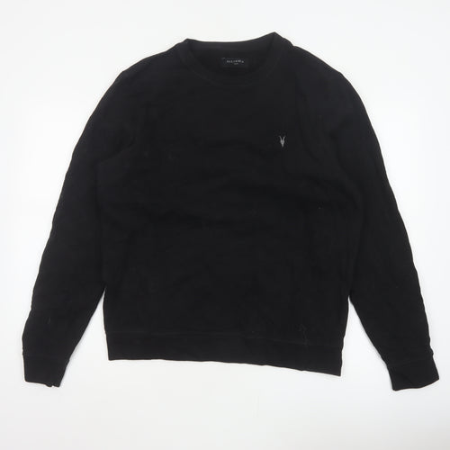 AllSaints Men’s Black Large Pullover Crew Neck Logo Sweatshirt