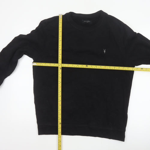 AllSaints Men’s Black Large Pullover Crew Neck Logo Sweatshirt