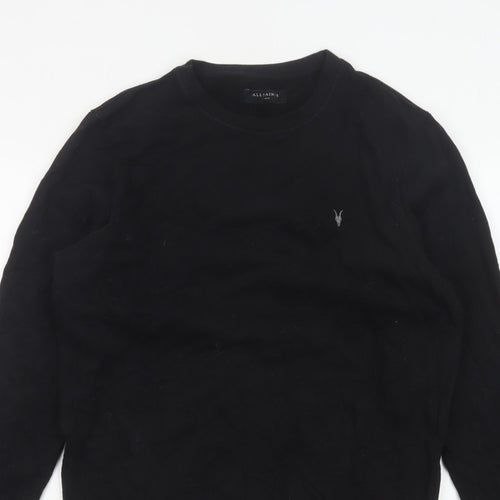 AllSaints Men’s Black Large Pullover Crew Neck Logo Sweatshirt