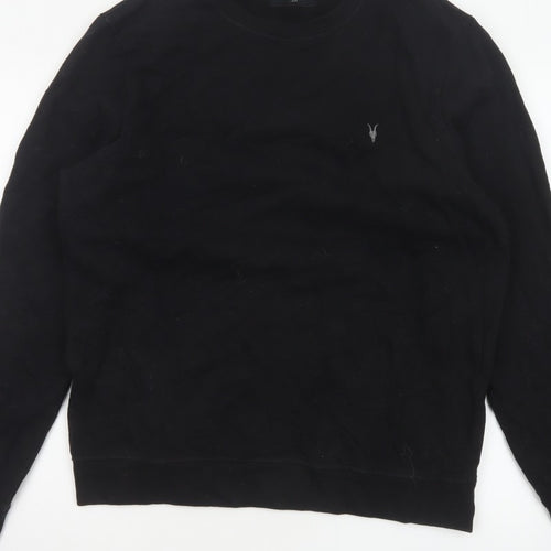 AllSaints Men’s Black Large Pullover Crew Neck Logo Sweatshirt