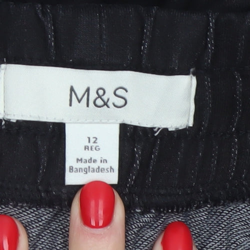 Marks and Spencer Women’s Black Size 12 Jogger Trousers Drawstring