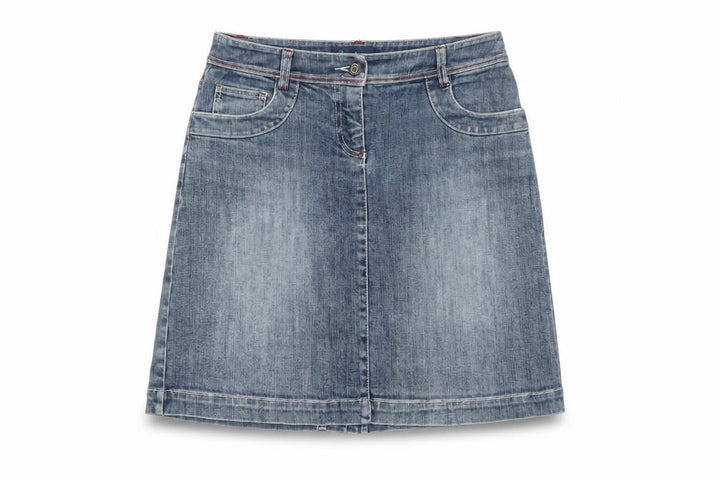Boden Women's Blue UK 8 A-Line Knee Length Stretch Denim Skirt