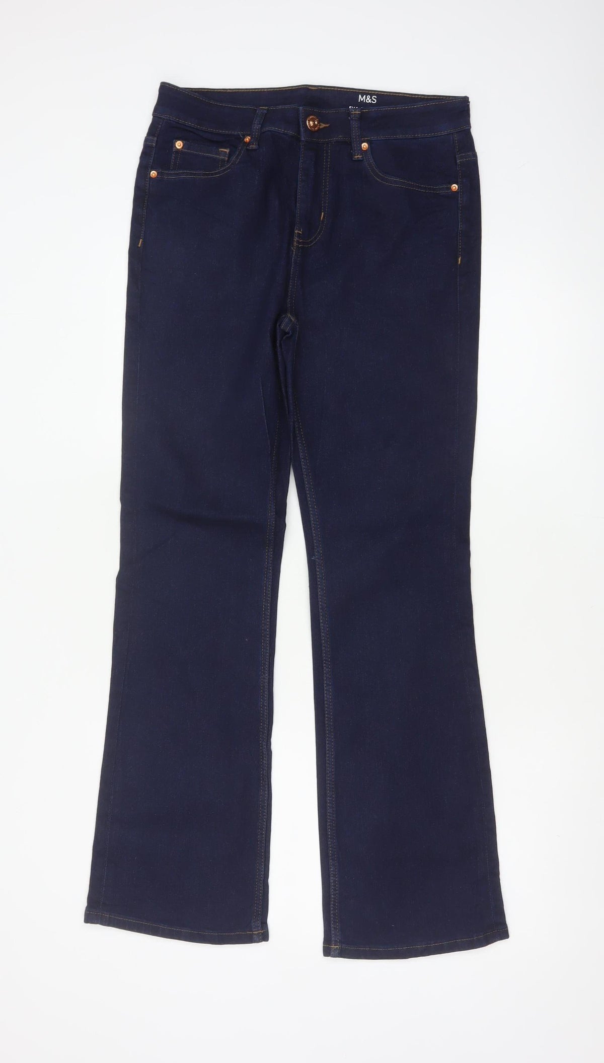 Marks and Spencer Women’s Blue UK 12 Regular Eva Bootcut Stretch Jeans