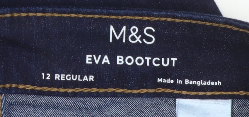 Marks and Spencer Women’s Blue UK 12 Regular Eva Bootcut Stretch Jeans