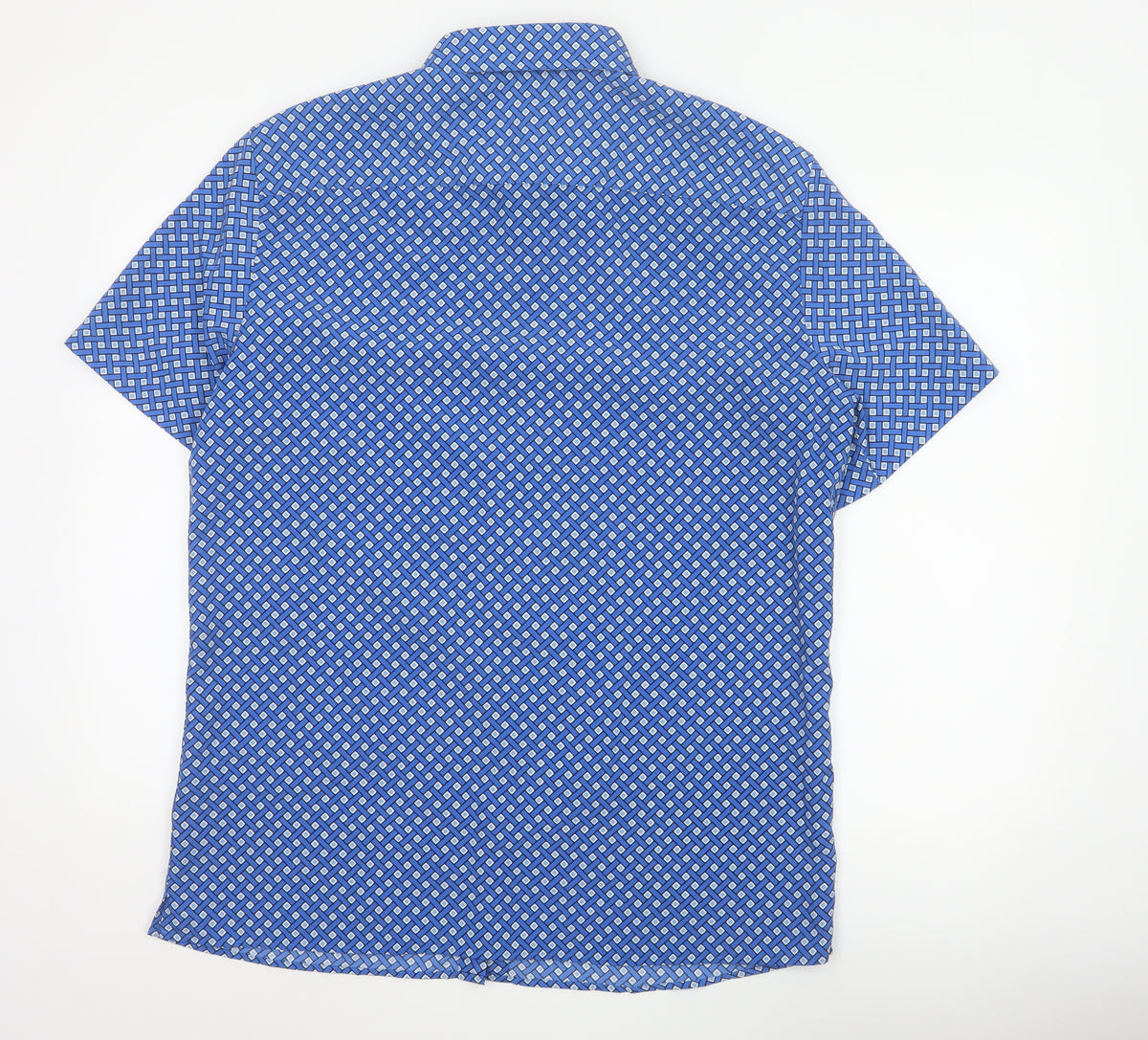 Marks and Spencer Men Blue L Geometric Short Sleeve Button-Up Shirt