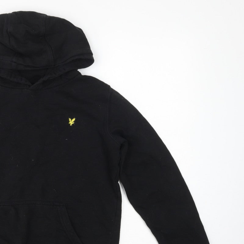 Lyle & Scott Boys Black 12-13 Years Pullover Hoodie Logo Fleece