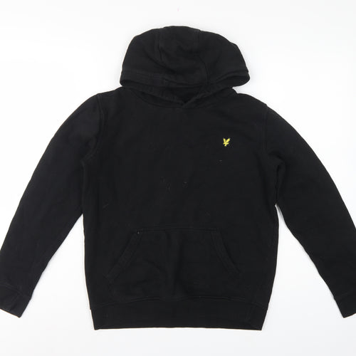 Lyle & Scott Boys Black 12-13 Years Pullover Hoodie Logo Fleece