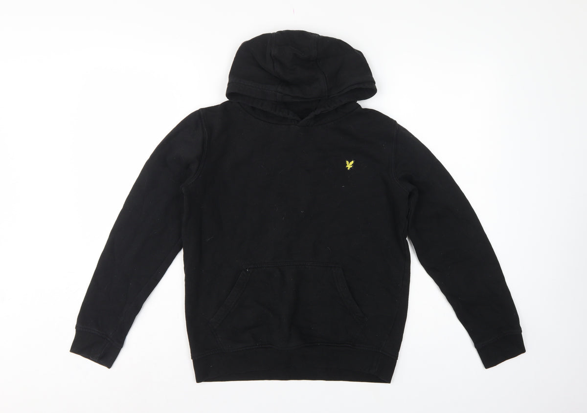 Lyle & Scott Boys Black 12-13 Years Pullover Hoodie Logo Fleece