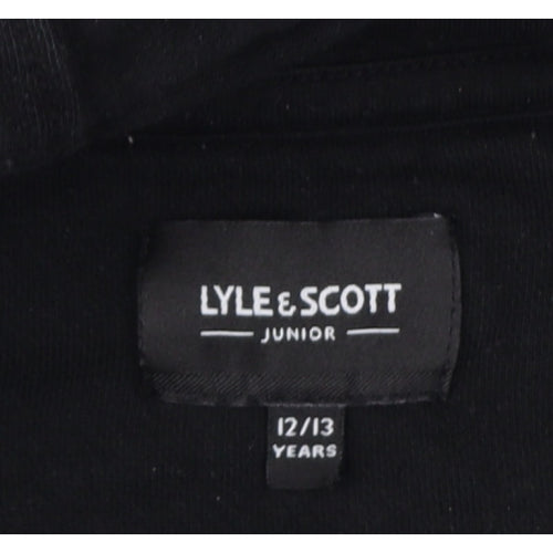 Lyle & Scott Boys Black 12-13 Years Pullover Hoodie Logo Fleece