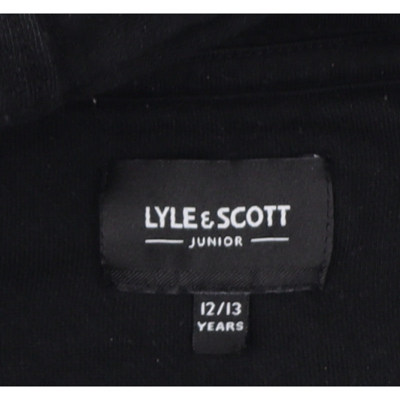 Lyle & Scott Boys Black 12-13 Years Pullover Hoodie Logo Fleece