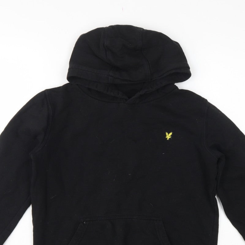 Lyle & Scott Boys Black 12-13 Years Pullover Hoodie Logo Fleece