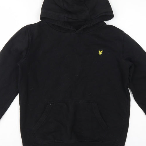 Lyle & Scott Boys Black 12-13 Years Pullover Hoodie Logo Fleece