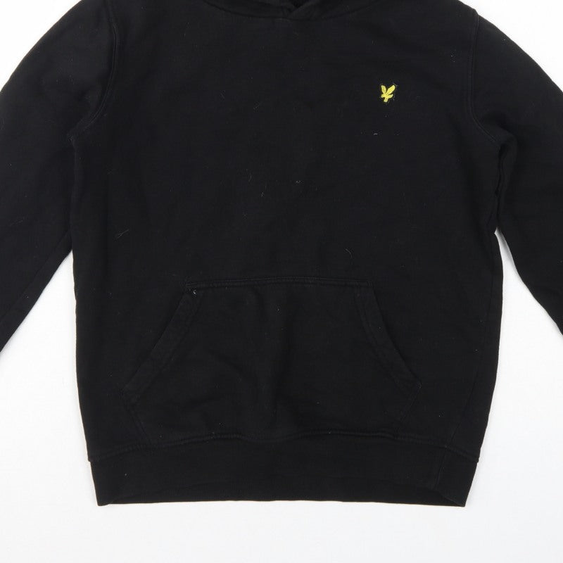 Lyle & Scott Boys Black 12-13 Years Pullover Hoodie Logo Fleece