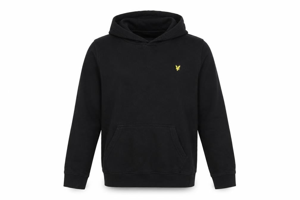 Lyle & Scott Boys Black 12-13 Years Pullover Hoodie Logo Fleece