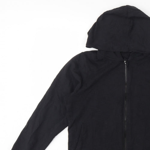 Marks and Spencer Women Black UK 12 Full Zip Hooded Cotton Hoodie