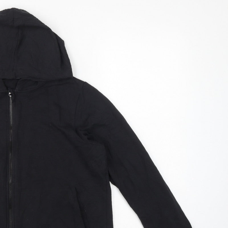 Marks and Spencer Women Black UK 12 Full Zip Hooded Cotton Hoodie