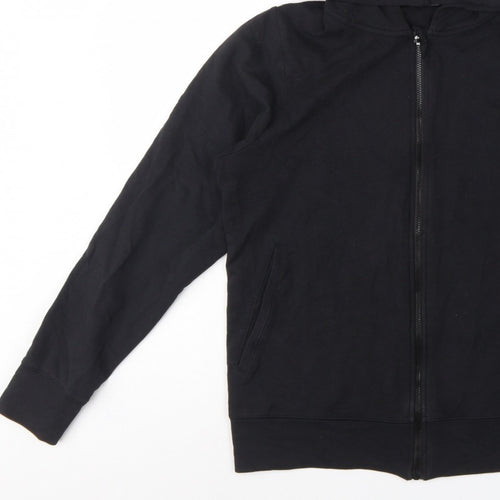 Marks and Spencer Women Black UK 12 Full Zip Hooded Cotton Hoodie