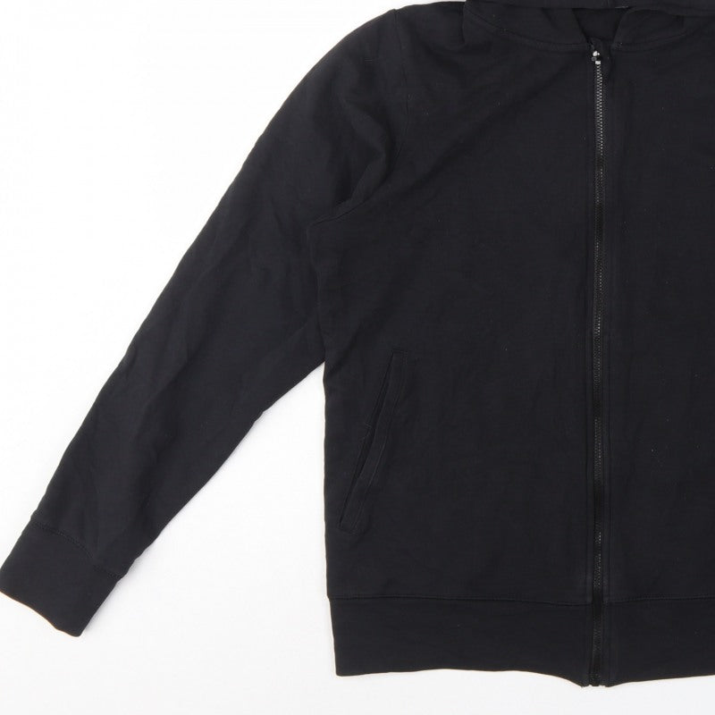 Marks and Spencer Women Black UK 12 Full Zip Hooded Cotton Hoodie