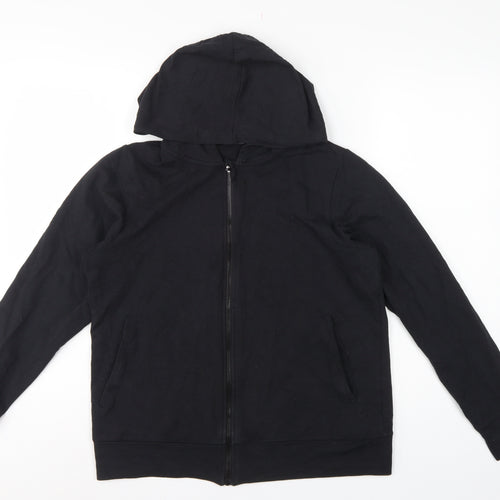 Marks and Spencer Women Black UK 12 Full Zip Hooded Cotton Hoodie