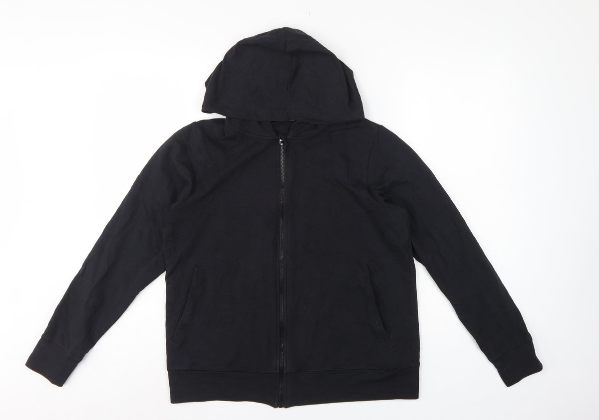 Marks and Spencer Women Black UK 12 Full Zip Hooded Cotton Hoodie