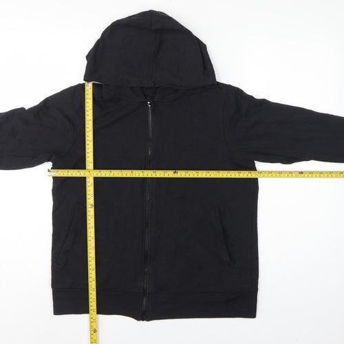 Marks and Spencer Women Black UK 12 Full Zip Hooded Cotton Hoodie