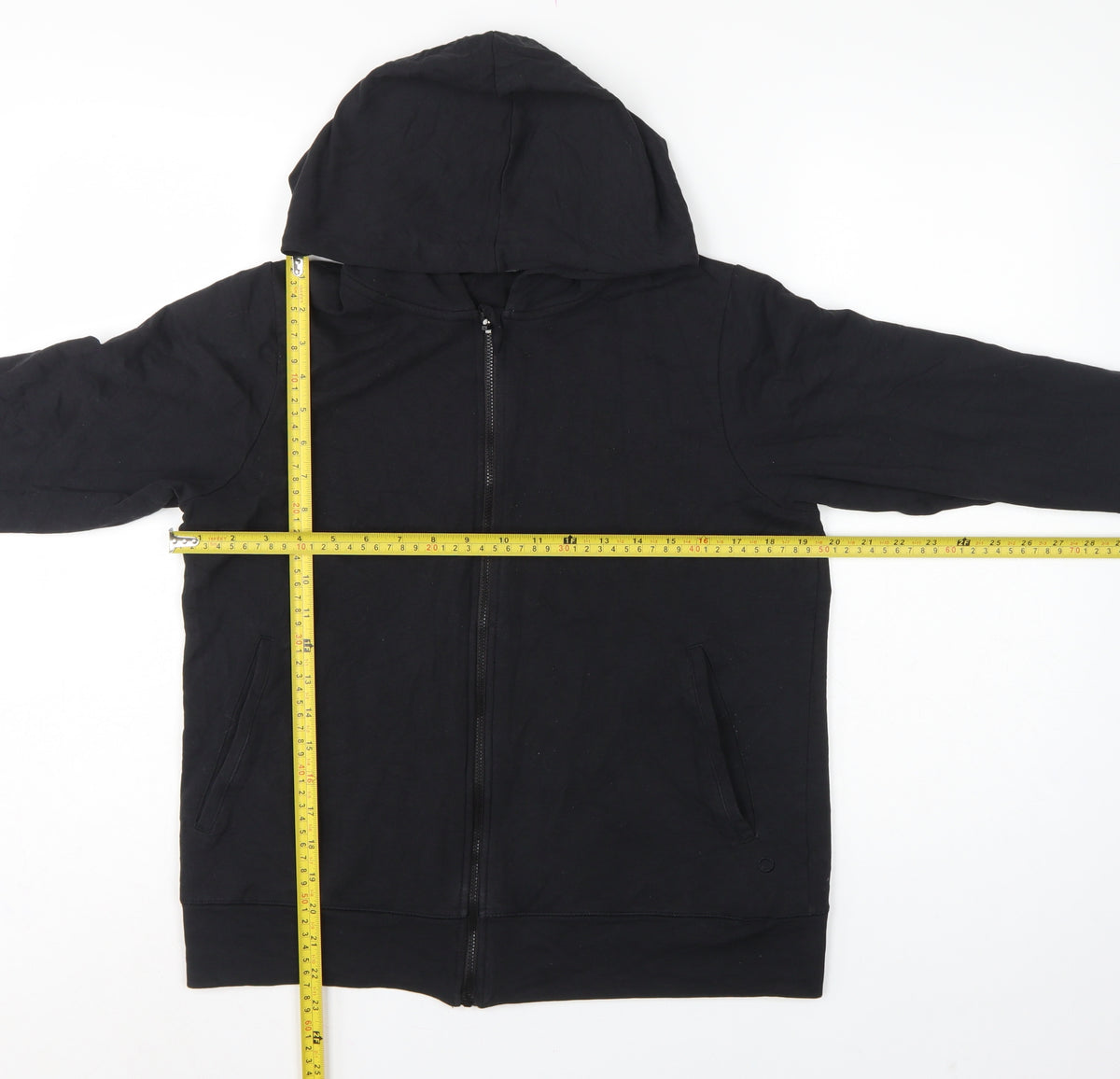 Marks and Spencer Women Black UK 12 Full Zip Hooded Cotton Hoodie
