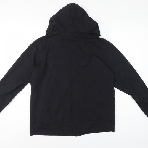 Marks and Spencer Women Black UK 12 Full Zip Hooded Cotton Hoodie