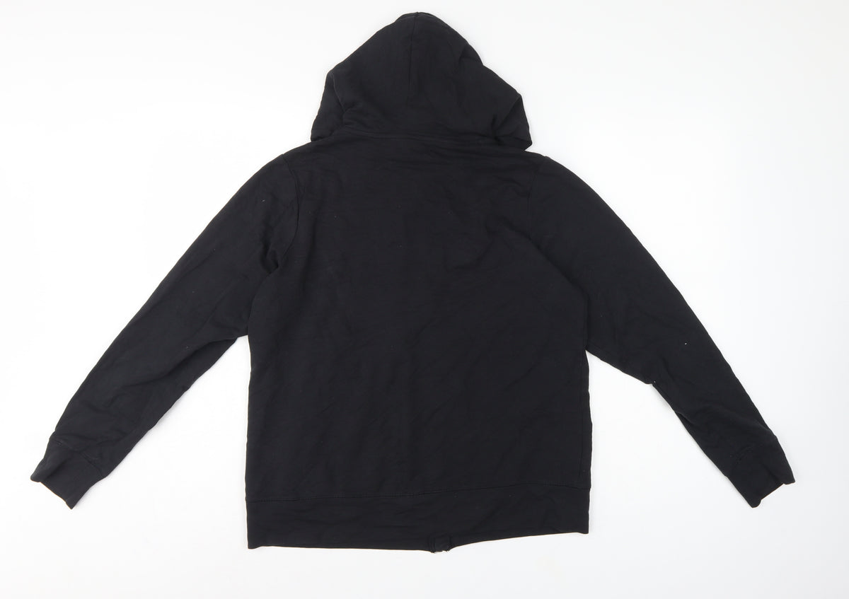 Marks and Spencer Women Black UK 12 Full Zip Hooded Cotton Hoodie