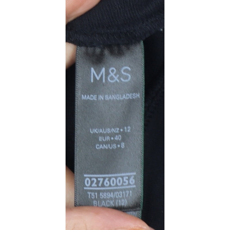 Marks and Spencer Women Black UK 12 Full Zip Hooded Cotton Hoodie