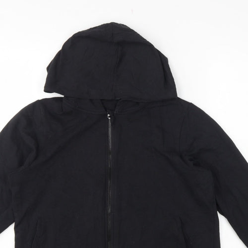 Marks and Spencer Women Black UK 12 Full Zip Hooded Cotton Hoodie