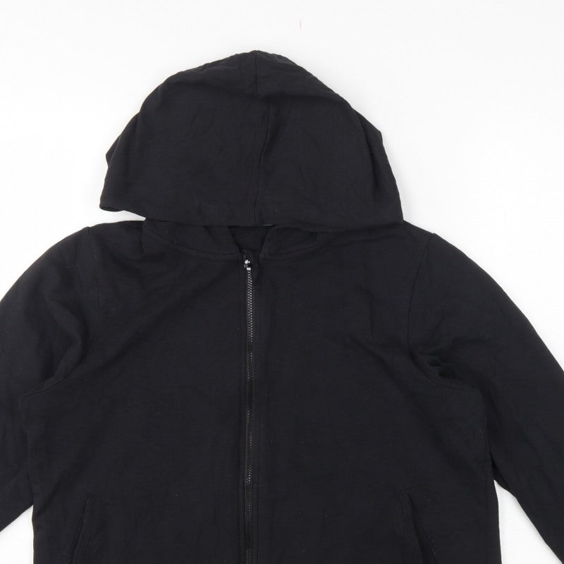 Marks and Spencer Women Black UK 12 Full Zip Hooded Cotton Hoodie