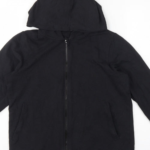 Marks and Spencer Women Black UK 12 Full Zip Hooded Cotton Hoodie