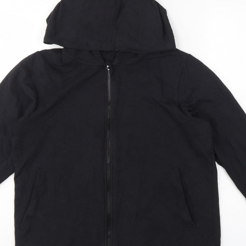 Marks and Spencer Women Black UK 12 Full Zip Hooded Cotton Hoodie