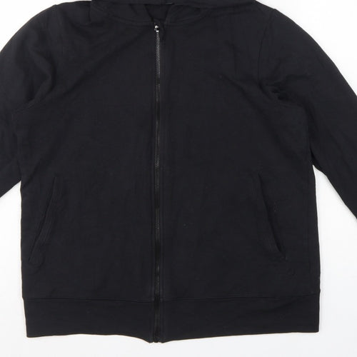 Marks and Spencer Women Black UK 12 Full Zip Hooded Cotton Hoodie
