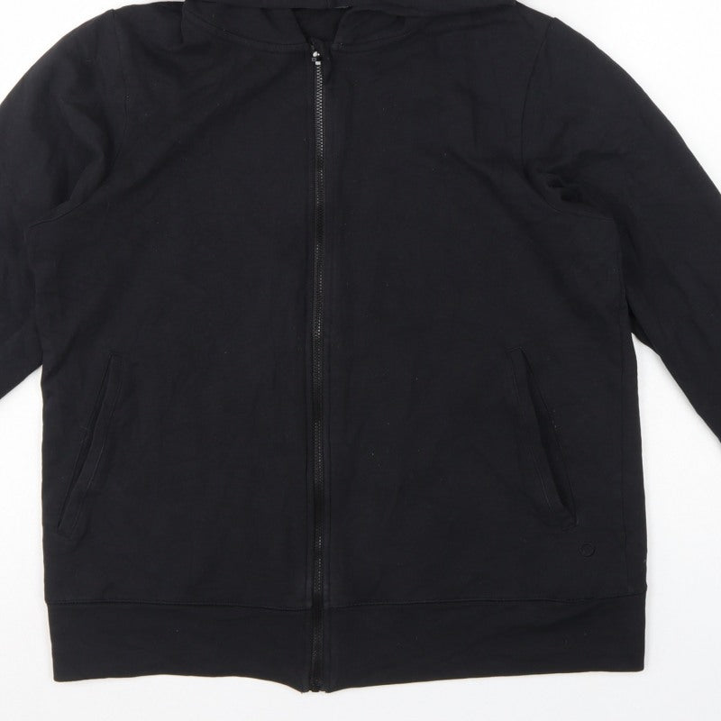 Marks and Spencer Women Black UK 12 Full Zip Hooded Cotton Hoodie