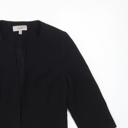 Coast Women’s Black UK 10 Tailored Lined 3/4 Sleeve Open Blazer