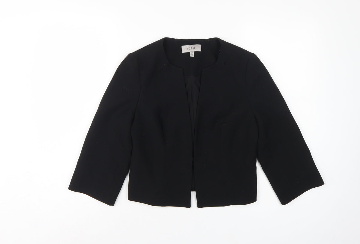 Coast Women’s Black UK 10 Tailored Lined 3/4 Sleeve Open Blazer
