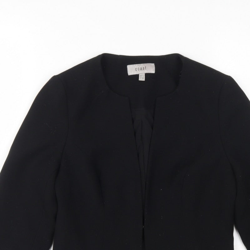 Coast Women’s Black UK 10 Tailored Lined 3/4 Sleeve Open Blazer