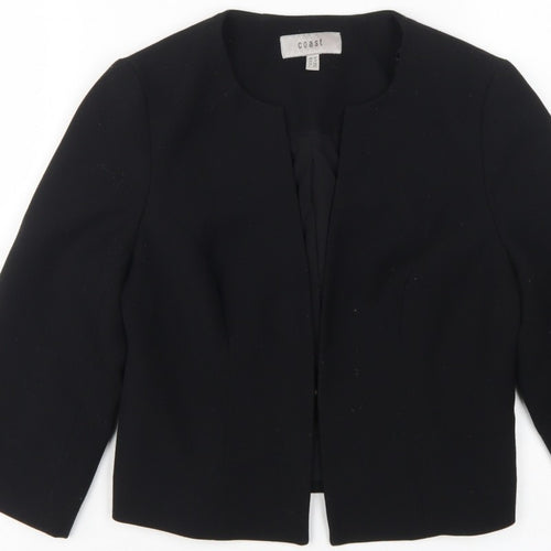 Coast Women’s Black UK 10 Tailored Lined 3/4 Sleeve Open Blazer