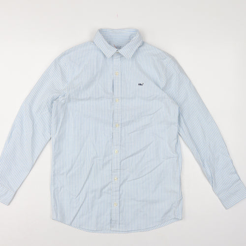 Vineyard Vines Boys Blue White Stripe M 12-13 Long Sleeve Shirt