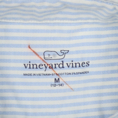 Vineyard Vines Boys Blue White Stripe M 12-13 Long Sleeve Shirt