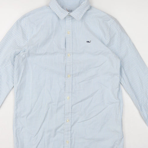 Vineyard Vines Boys Blue White Stripe M 12-13 Long Sleeve Shirt
