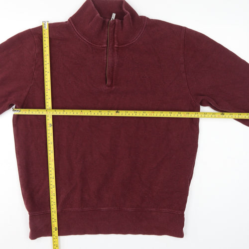 GANT Men's Red L 1/2 Zip Mock Neck Cotton Sweatshirt Logo
