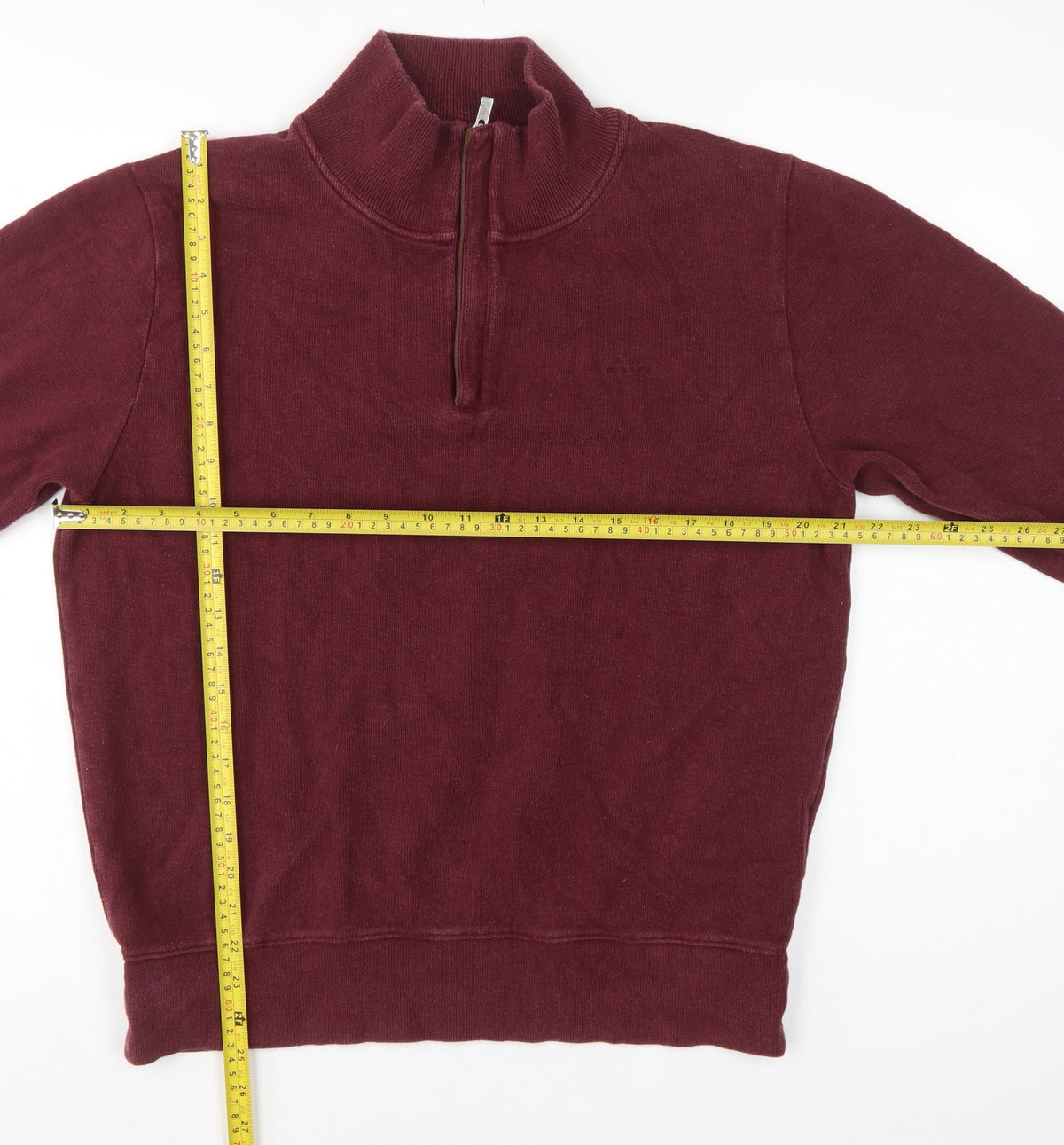GANT Men's Red L 1/2 Zip Mock Neck Cotton Sweatshirt Logo