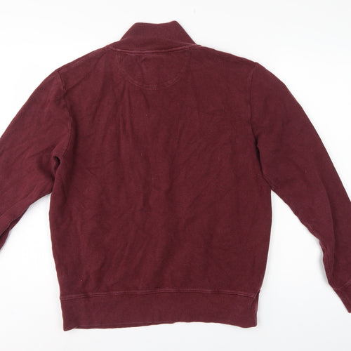 GANT Men's Red L 1/2 Zip Mock Neck Cotton Sweatshirt Logo